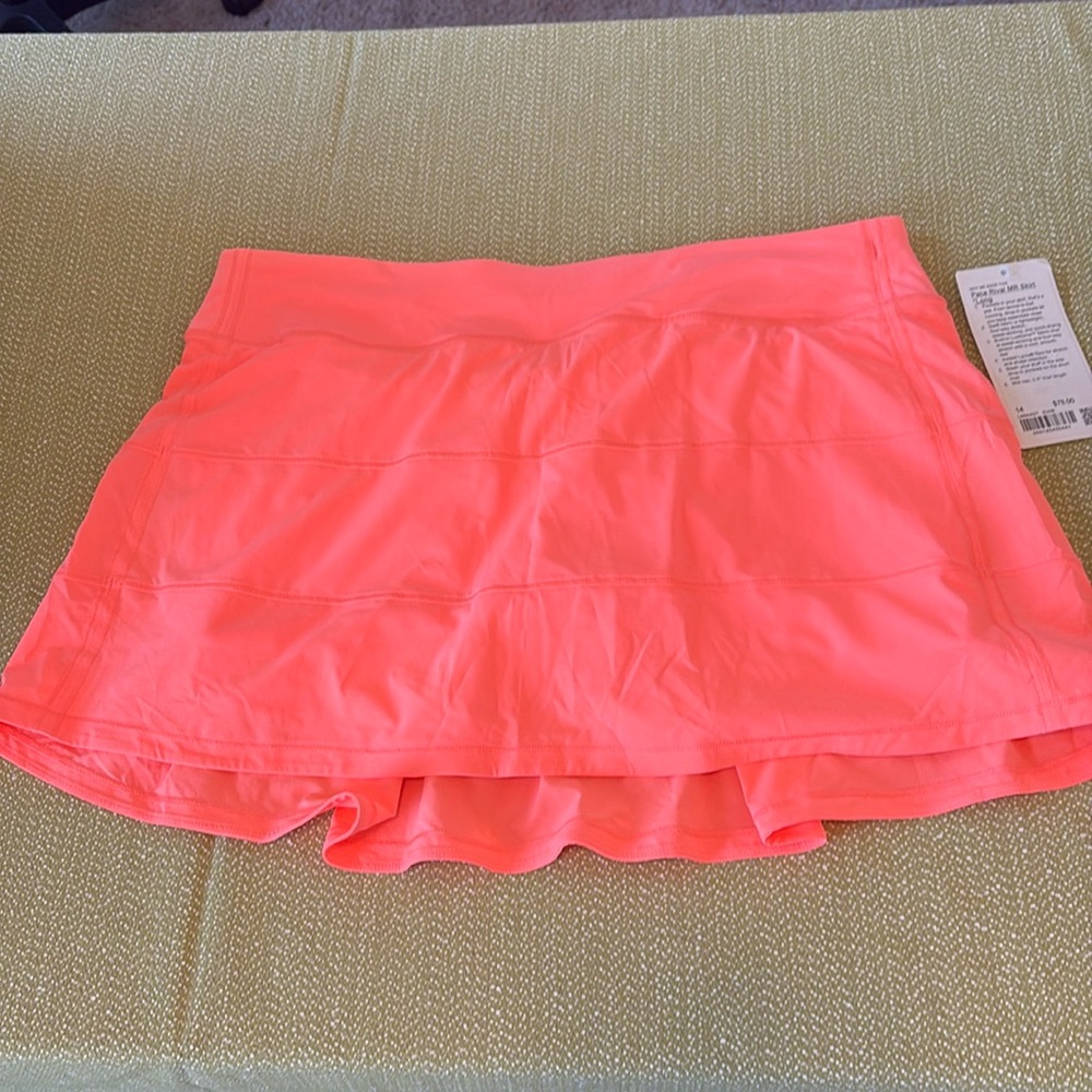 lululemon Pace Rival Mod-Rise Skirt Neon Coral Pink